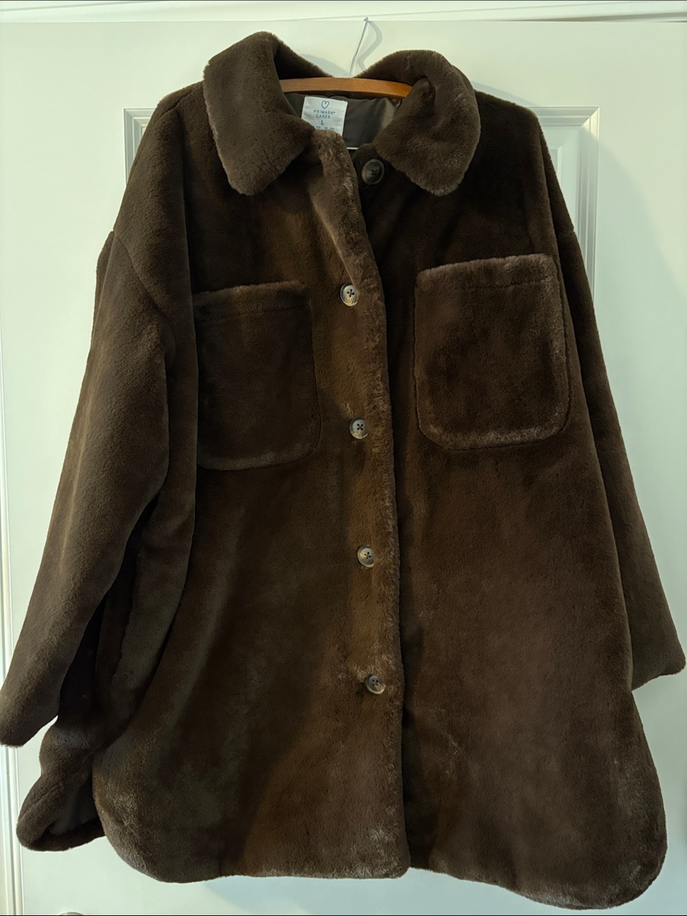 L.L. Bean Chocolate Brown Faux Shearling Button Jacket